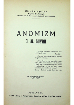 Anomizm J M Guyau 1914 r