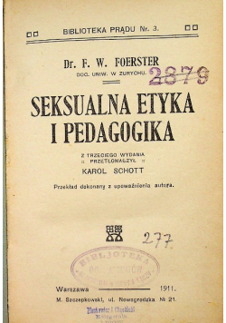 Seksualna etyka i pedagogika, 1911 r.