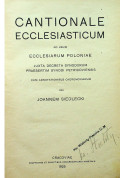 Cantionale ecclesiasticum, 1925r.