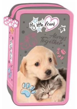 Piórnik potrójny z wyposażeniem Cat&Dog