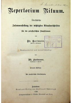 Repertorium Rituum 1898 r