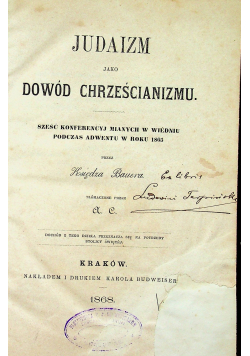 Judaizm jako Dowód Chrześcianizmu 1868 r