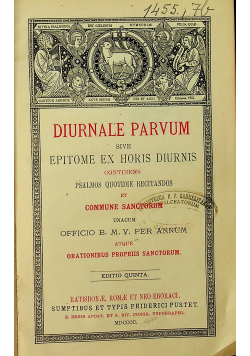 Diurnale Parvum sive epitome ex horis diurnis  1800 r.
