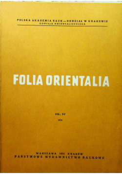 Folia Orientalia Vol XV