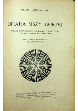 Ofiara Mszy Świętej 1933 r.