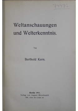 Weltanschauugen und Welterkenntnis 1911 r.