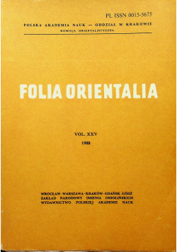 Folia Orientalia Vol XXV