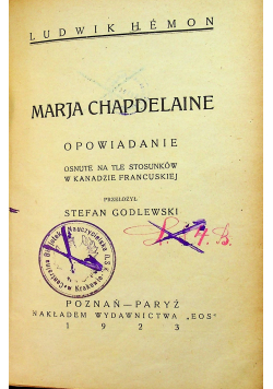 Marja Chapdelaine 1923 r.