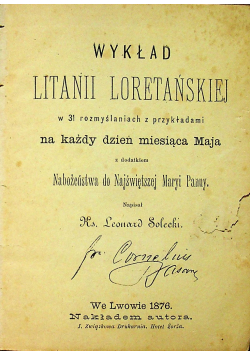 Wykład Litanii Loretańskiej 1876 r.