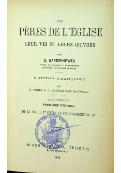 Les Peres de L eglise Tome Premier 1898 r.
