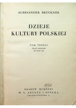 Dzieje kultury polskiej tom trzeci 1931 r.