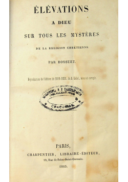 Elevations A Dieu Sur Tous Les Mysteres 1845