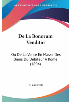 De La Bonorum Venditio