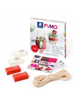 Fimo Leather Wisząca doniczka 4x25g + akcesoria