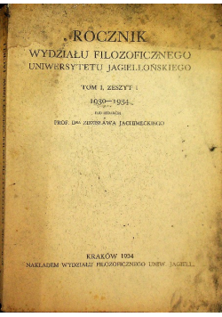 Rocznik wydziału filozoficznego Uniwersytetu Jagiellońskiego Tom 1