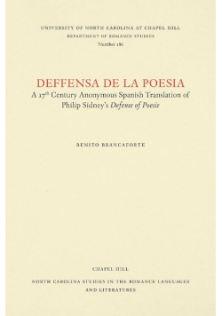 Deffensa de la poesia: A 17th Century Anonymous Spanish Translation