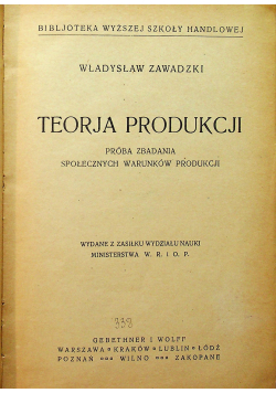 Teorja produkcji 1923 r.
