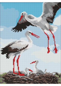 Diamentowa mozaika - Rodzina bocianów 30x40cm