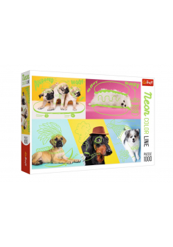 Puzzle 1000 Neon Color Line Odlotowe Psy TREFL