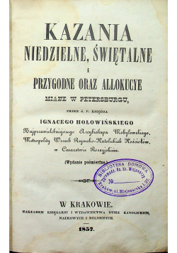 Kazania na niedziele świętalne i przygodne oraz allokucye