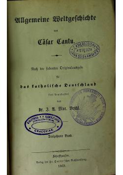 Allgemeine Weltgeschichte von Cäsar Cantu band 5  1869r.