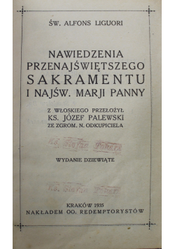 Nawiedzenia przenajświętszego Sakramentu i Najśw Marji Panny 1935 Miniatura