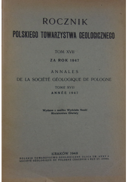 Rocznik polskiego towarzystwa geologicznego Tom XVII  1948 r