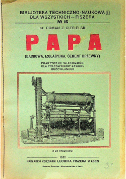 Papa dachowa izolacyjna cement drzewny 1922 r.