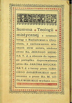 Summa Teologii Mistycznej 1903 r.