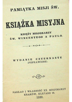 Pamiątka misji św Książka misyjna 1930r