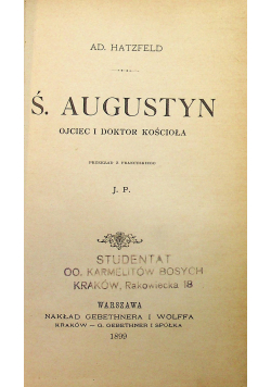 Ś Augustyn ojciec i doktor kościoła 1899 r.