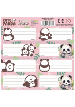 Nalepki na zeszyty Panda 10 (25szt) DERFORM