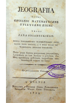 Jeografiia czyli opisanie matematyczne i fizyczne ziemi 1809 r.