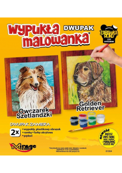 Wypukła malowanka Psy - Owczarek szetl. + Golden