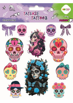 Tatuaże zmywalne Pink skulls HAPPY COLOR