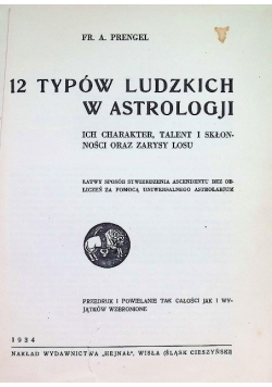 12 typów ludzkich w astrologji 1934 r.