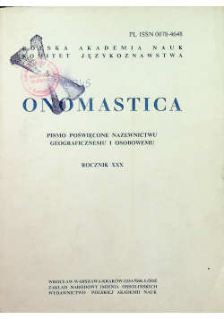 Onomastica Rocznik XXX