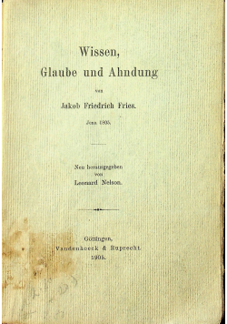 Wissen Glaube und Ahnudung 1905 r
