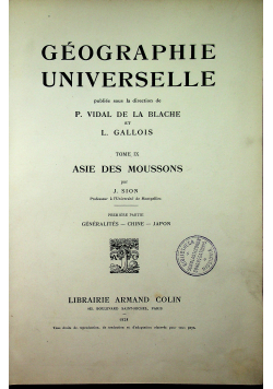 Geographie universelle 1928r
