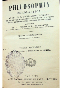 Philosophia Scholastica Tomus Secundus 1924 r.