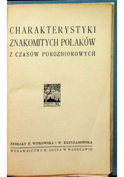 Charakterystyki znakomitych Polaków z czasów porozbiorowych 1918r
