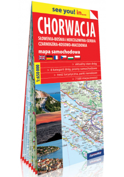 Chorwacja Słowenia, Bośnia i Hercegowina, Serbia, Czarnogóra, Kosowo, Macedonia papierowa mapa samochodowa 1:650 000