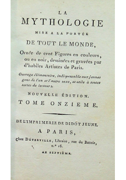La Mythologie De Tout Le Monde Tom XI 1799 r.