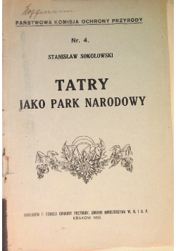Tatry jako park narodowy, 1923 r.