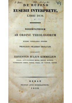 De Rufino Eusebii Interprete 1838 r.