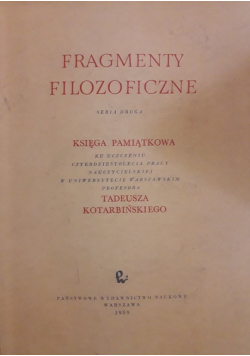 Fragmenty Filozoficzne Księga pamiątkowa
