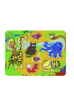 Puzzle drewniane pinezki Safari 8 el.