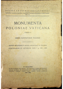 Monumenta Poloniae Vaticana Tomus V 1933 r.