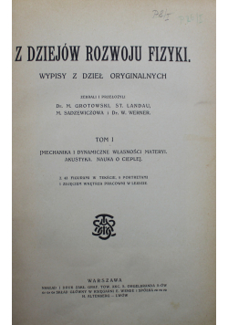 Z dziejów rozwoju fizyki Tom I 1914 r.