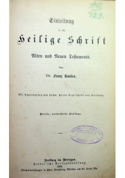 Einleitung in die Heilige Schrift 3 części